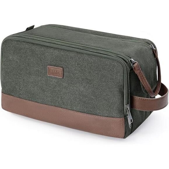 Mens Toiletry Bag Travel Dopp Kit Shaving Bag Waterproof Canvas Organizer Case - Picture 7 of 7